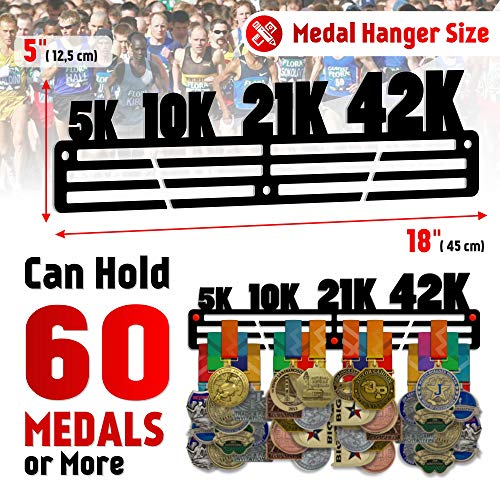 5K • 10K • 21K • 42K — Running Medal Display Rack - Metallic Art
