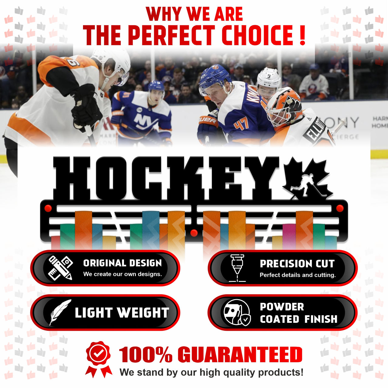 Ice Hockey Medal Hanger — Ice Hockey Medal Display Rack - Metallic Art