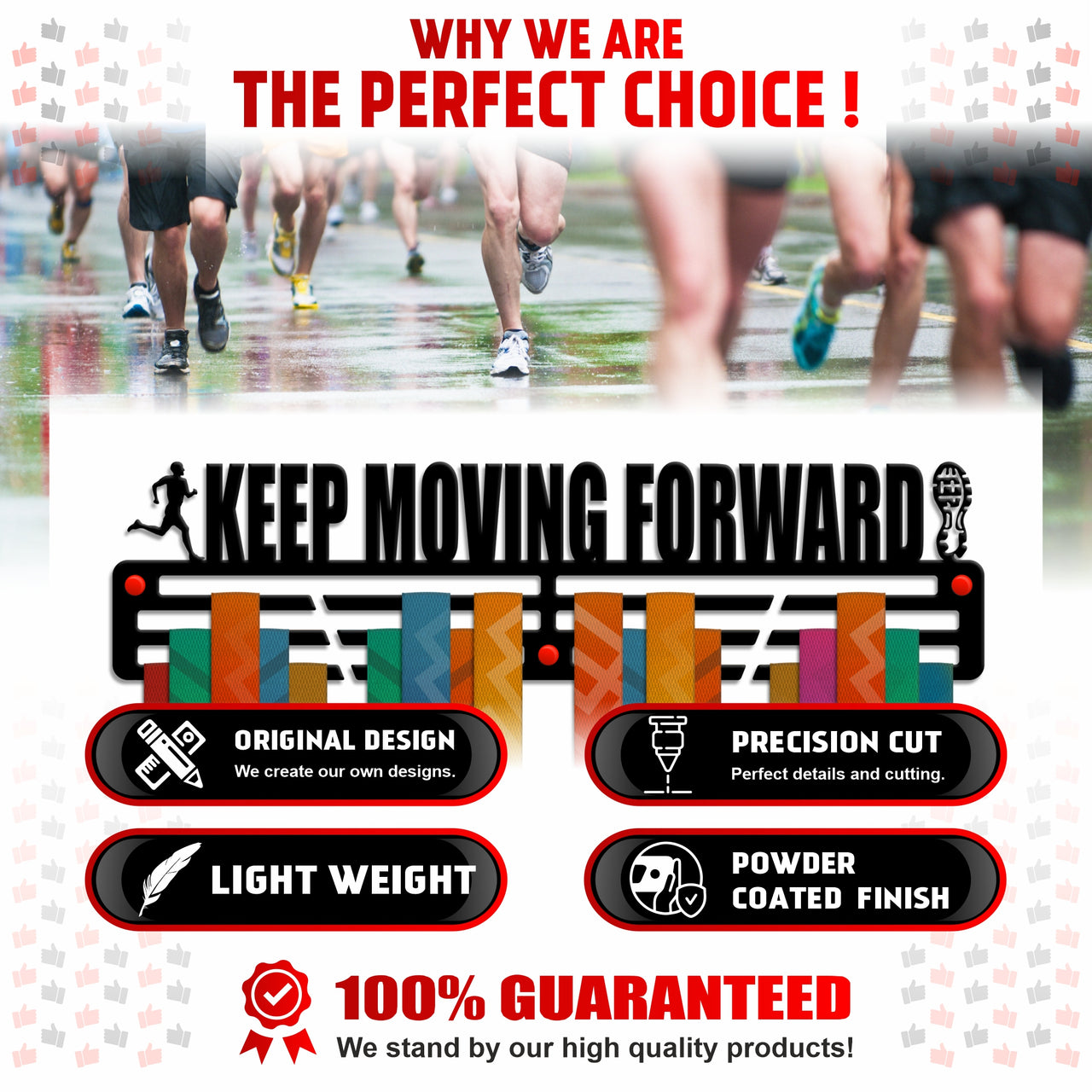 Keep Moving Forward — Medal Display Rack - Metallic Art