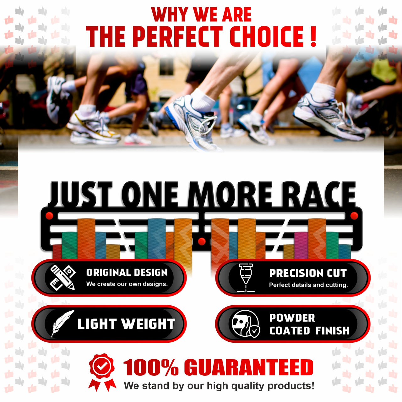 Just One More Race — Medal Display Rack - Metallic Art