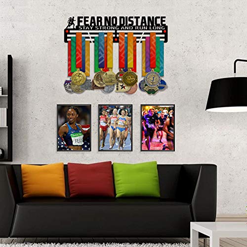 Fear No Distance — Stay Strong and Run Long” Medal Hanger (18", 3 mm Steel) - Metallic Art