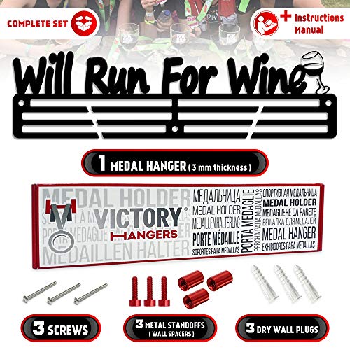 “Will Run for Wine” — Running Medal Display - Metallic Art