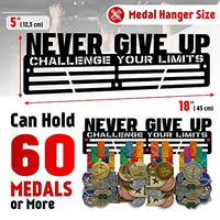 Thumbnail for Never Give Up — Challenge Your Limits — Medal Display Rack - Metallic Art