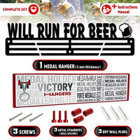 Thumbnail for “Will Run for Beer” — Running Medal Display - Metallic Art