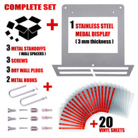 Thumbnail for Running Medal & Race Bib Holder — Gray Square Shape Display Bundle - Metallic Art