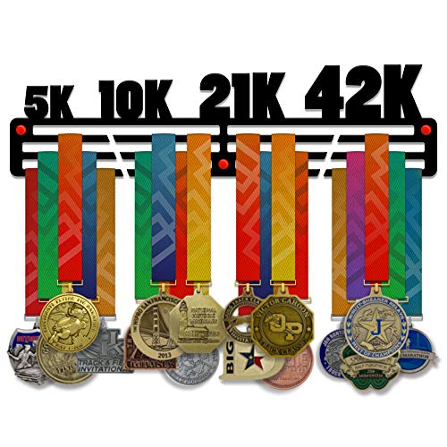 5K • 10K • 21K • 42K — Running Medal Display Rack - Metallic Art