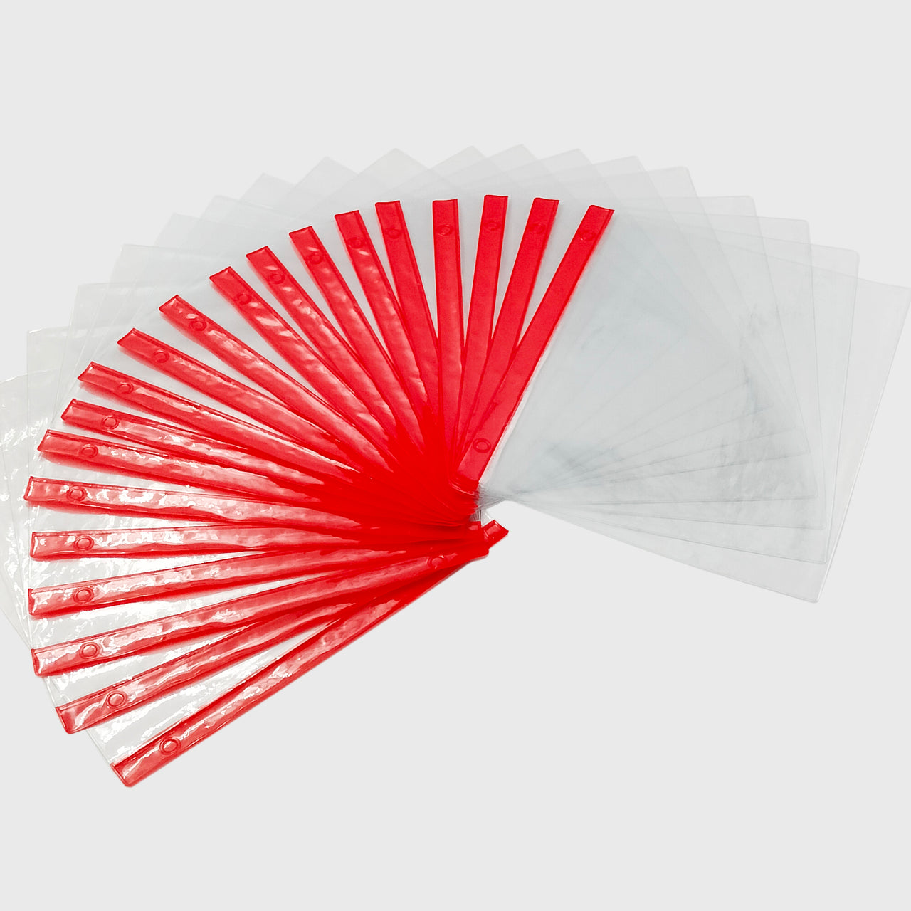 Race Bib Display — Clear Vinyl Protector Sheets (20 Pack, Red/Transparent)