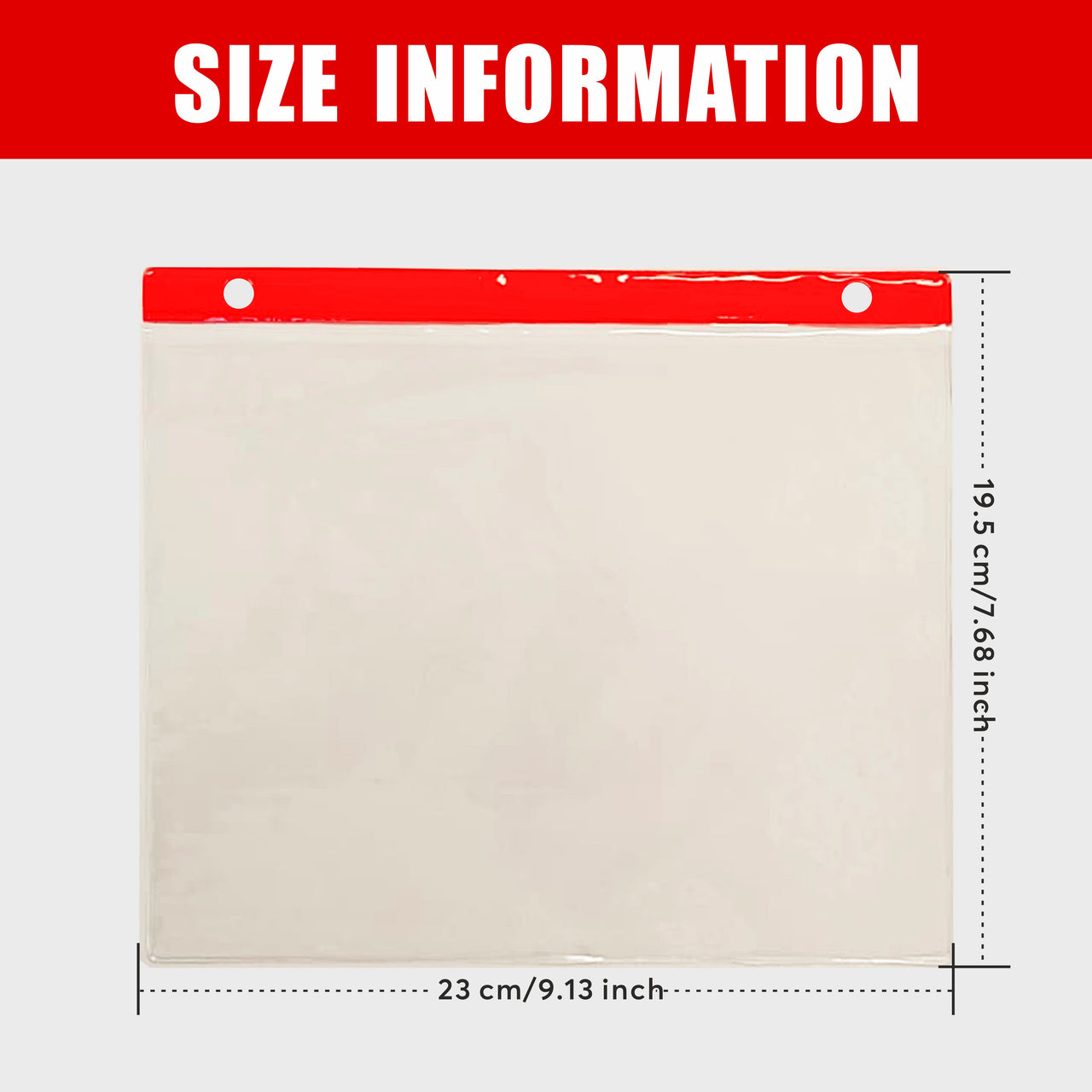 Race Bib Display — Clear Vinyl Protector Sheets (20 Pack, Red/Transparent)