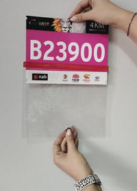 Race Bib Display — Clear Vinyl Protector Sheets (20 Pack, Red/Transparent)