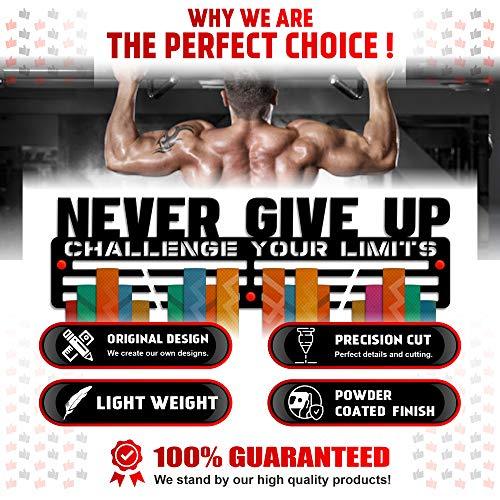 Never Give Up — Challenge Your Limits — Medal Display Rack - Metallic Art
