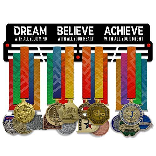 Dream • Believe • Achieve (V2) — Medal Display Rack - Metallic Art