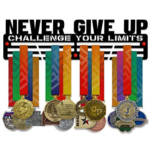 Never Give Up — Challenge Your Limits — Medal Display Rack - Metallic Art