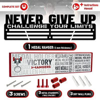 Thumbnail for Never Give Up — Challenge Your Limits — Medal Display Rack - Metallic Art