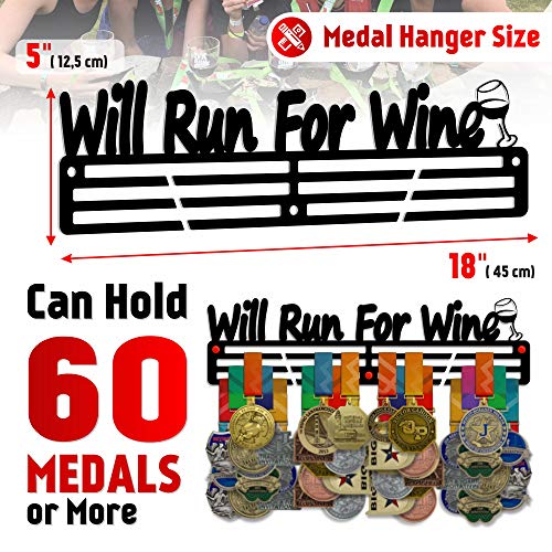 “Will Run for Wine” — Running Medal Display - Metallic Art