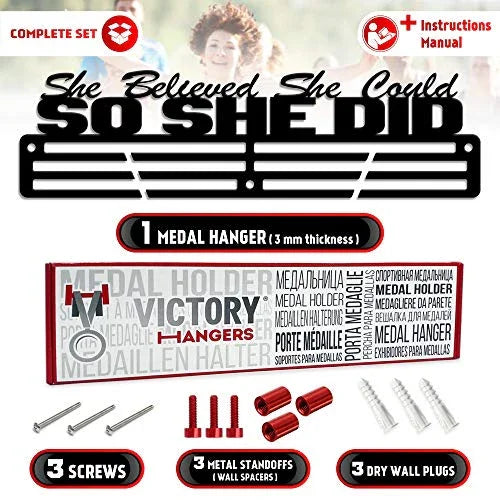 She Believed She Could So She Did — Medal Display Rack - Metallic Art