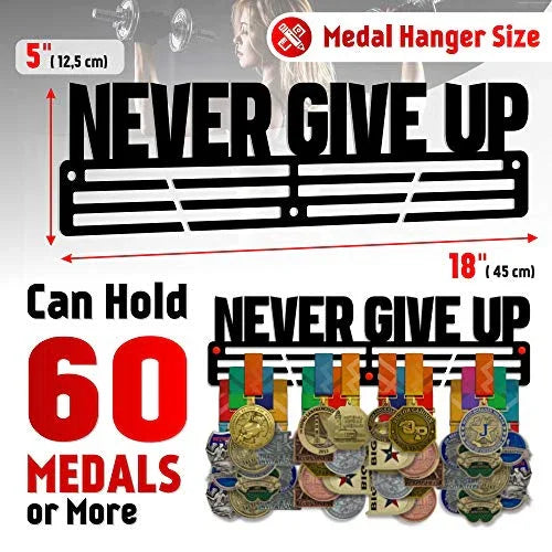 Never Give Up — Medal Display Rack - Metallic Art