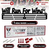 Thumbnail for “Will Run for Wine” — Running Medal Display - Metallic Art