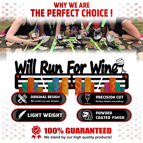 “Will Run for Wine” — Running Medal Display - Metallic Art